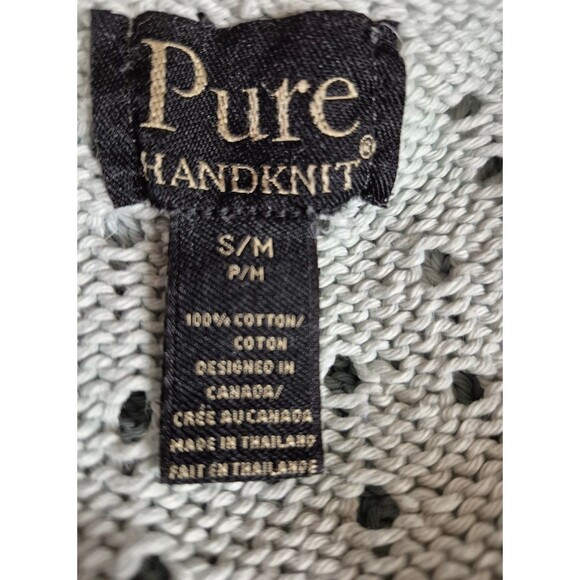 Pure Handknit VTG Boho Cardigan Sweater Handmade Ornate Buttons Lt. Blue Sz S-M - Picture 6 of 6